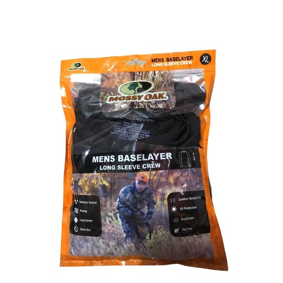 Mossy Oak  Baselayer Long Sleeve Crew Black Size XL New - Picture 1 of 6
